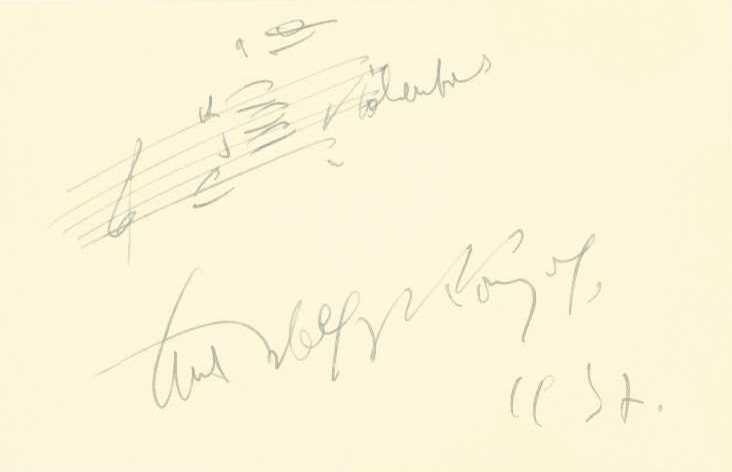 Korngold, Erich Wolfgang - Autograph Musical Quotation Signed